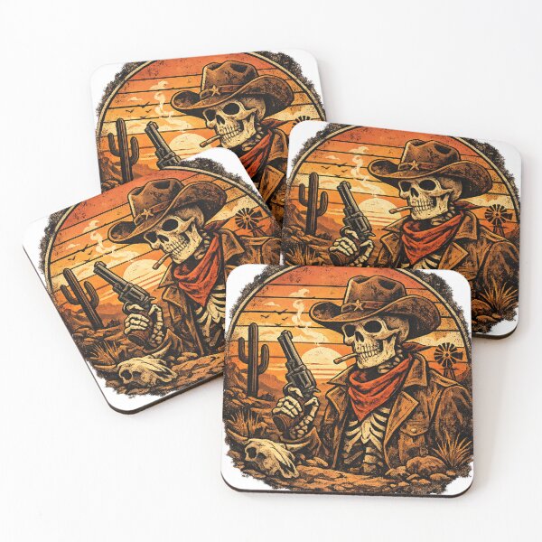 Item preview, Vintage Skeleton Cowboy Sunset Western designed and sold by AMIR PRO .