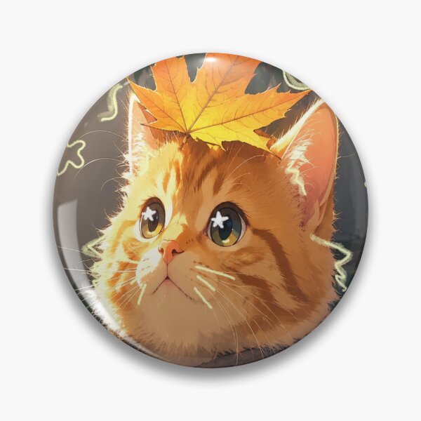 Item preview, Autumn Anime Cat | Cozy Orange Kitten with Maple Leaf designed and sold by Sianheszartt.