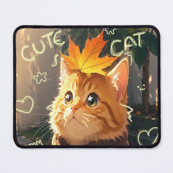 Item preview, Autumn Anime Cat | Cozy Orange Kitten with Maple Leaf designed and sold by Sianheszartt.