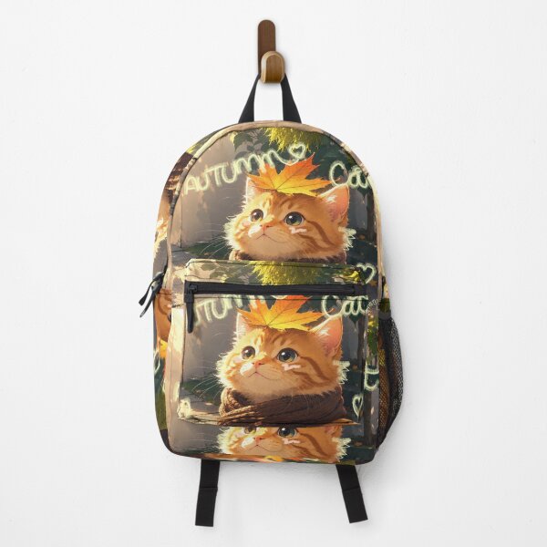 Item preview, Autumn Anime Cat | Cozy Orange Kitten with Maple Leaf designed and sold by Sianheszartt.