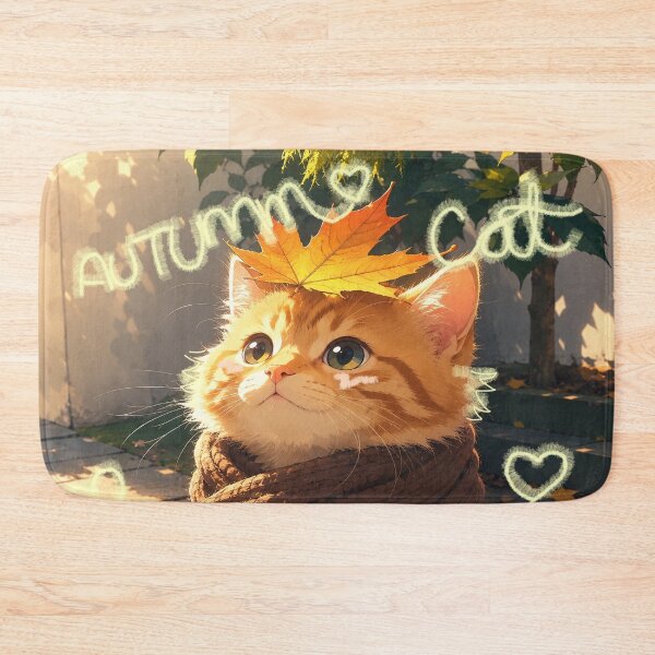 Item preview, Autumn Anime Cat | Cozy Orange Kitten with Maple Leaf designed and sold by Sianheszartt.