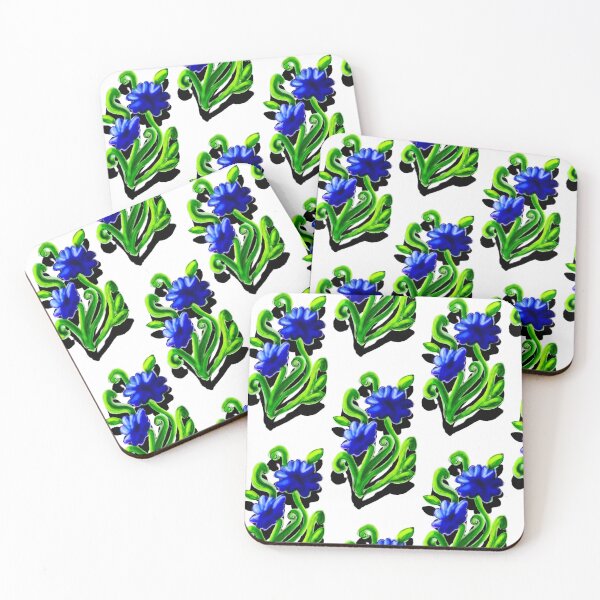 Item preview, 3d Vibrant Blue lily floral design with green vines and leaves  designed and sold by Shukasya-Arts.