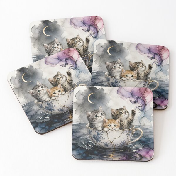 Item preview, Kittens Explore The Ocean in a Tea Cup designed and sold by Shelley Loewnau-Jones Studio.