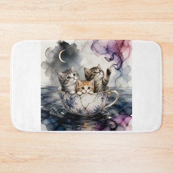 Item preview, Kittens Explore The Ocean in a Tea Cup designed and sold by Shelley Loewnau-Jones Studio.