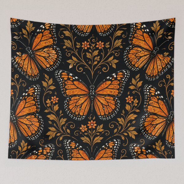 Item preview, Elegant Monarch Butterflies Floral Damask Pattern designed and sold by Owcomm.