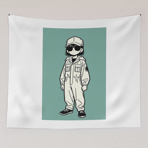 Item preview, Fashion - Man in White Windbreaker Sunglasses Streetwear Anime Variant 3 designed and sold by AnimeShin.