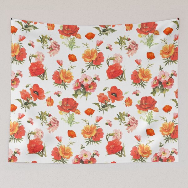 Item preview, Painted Red Poppy Flowers Vibrant Floral Pattern - White designed and sold by CanisArt.