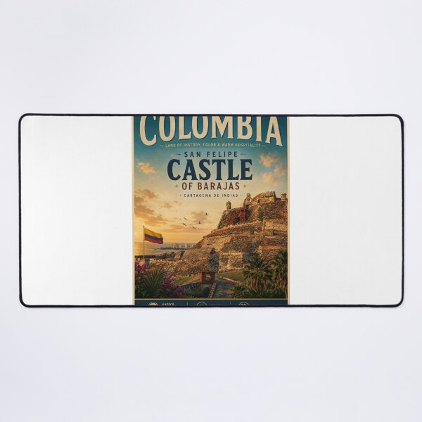 Item preview, San Felipe Castle of Barajas Vintage Travel Poster – Cartagena Colombia designed and sold by ElartedeNoel.