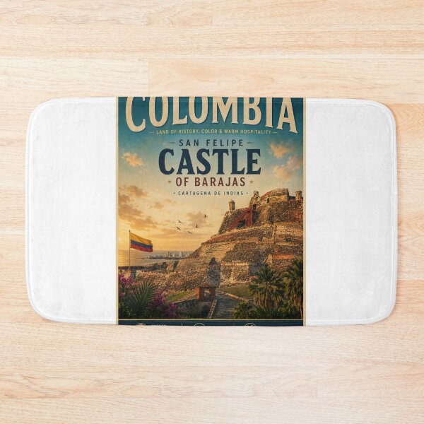 Item preview, San Felipe Castle of Barajas Vintage Travel Poster – Cartagena Colombia designed and sold by ElartedeNoel.