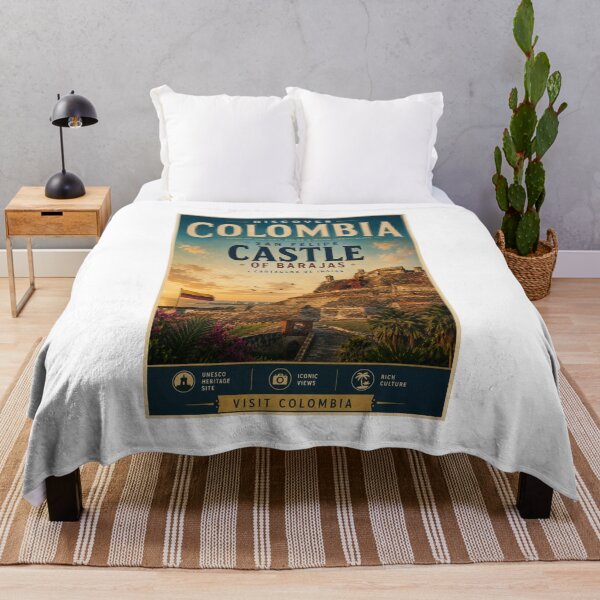 Item preview, San Felipe Castle of Barajas Vintage Travel Poster – Cartagena Colombia designed and sold by ElartedeNoel.