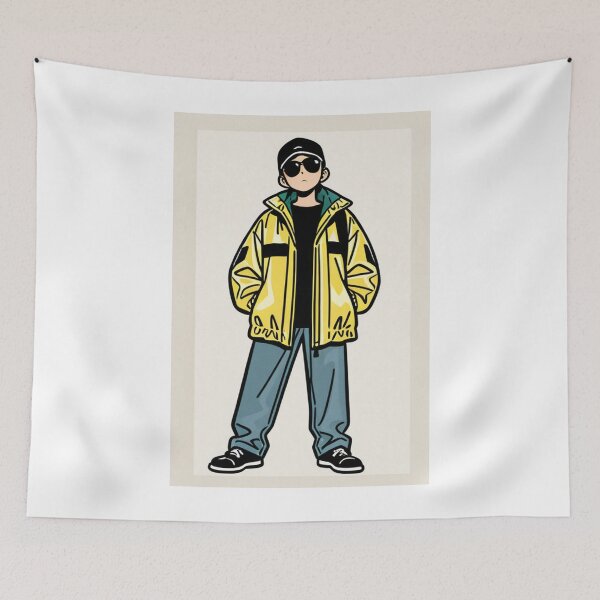 Item preview, Fashion - Man in White Windbreaker Sunglasses Streetwear Anime designed and sold by AnimeShin.