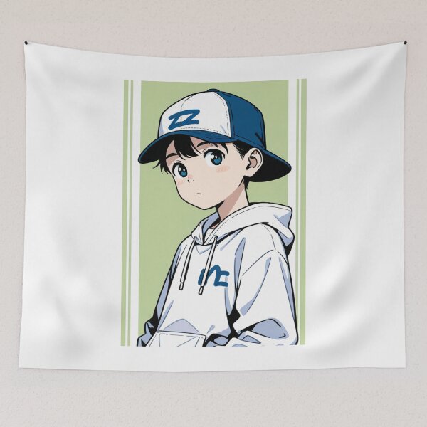 Item preview, Fashion - Man in White Zip Hoodie Cap Backward Streetwear Anime Variant 2 designed and sold by AnimeShin.