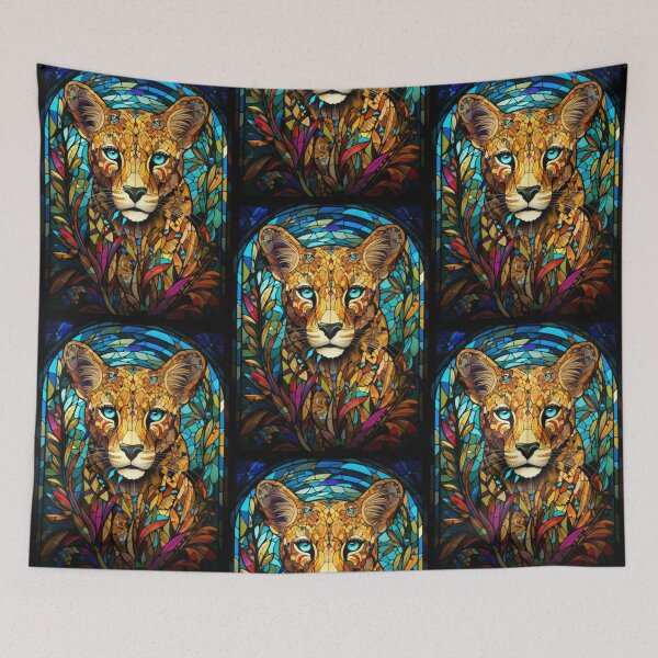 Item preview, Cheetah Stained Glass Portrait Wildlife Window Art designed and sold by pinkal.