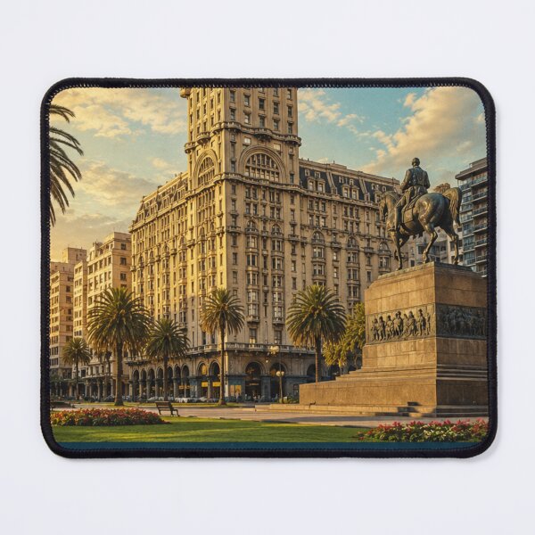 Item preview, Palacio Salvo Vintage Travel Poster – Montevideo Uruguay Historic Wall Art designed and sold by ElartedeNoel.