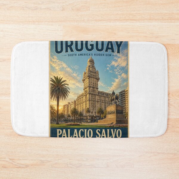 Item preview, Palacio Salvo Vintage Travel Poster – Montevideo Uruguay Historic Wall Art designed and sold by ElartedeNoel.