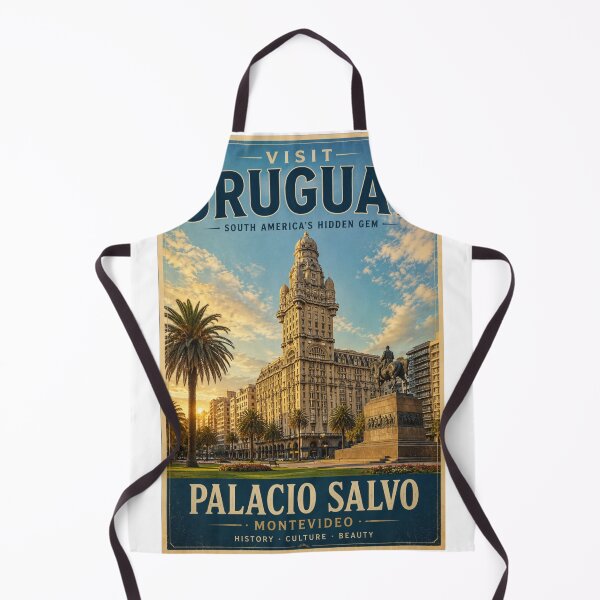 Item preview, Palacio Salvo Vintage Travel Poster – Montevideo Uruguay Historic Wall Art designed and sold by ElartedeNoel.