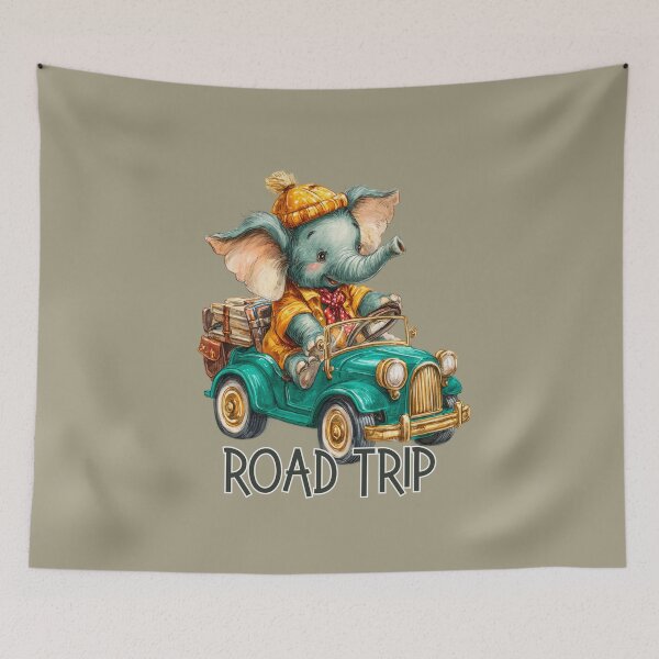 Item preview, Vintage Elephant Roadtrip Adventure designed and sold by All About DigiCraft by Fedelina.