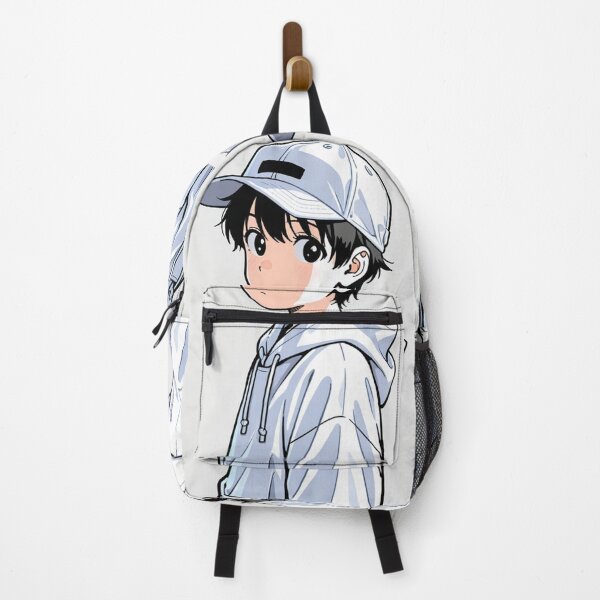 Item preview, Fashion - Man in White Zip Hoodie Cap Backward Streetwear Anime Variant 4 designed and sold by AnimeShin.