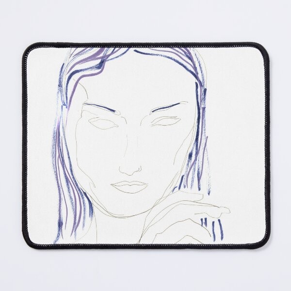 Item preview, Woman Face Drawing Art Print — Blue Ink Line Art designed and sold by essentialink.