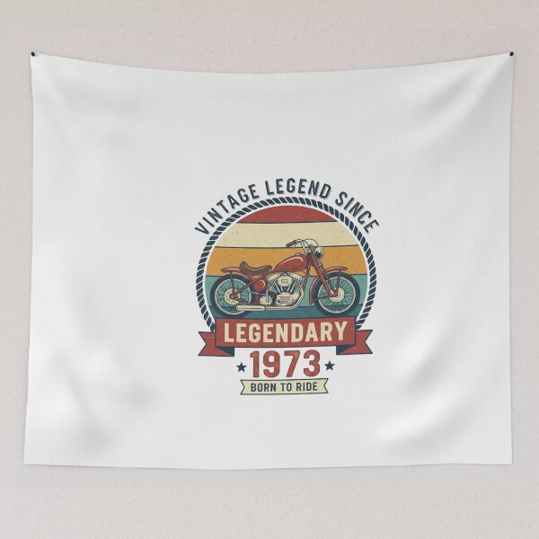 Item preview, Vintage Motorcycle Birthday Gift for Bikers, Born to Ride Retro, Legendary Since 1973 Classic Rider designed and sold by Whisky1111.
