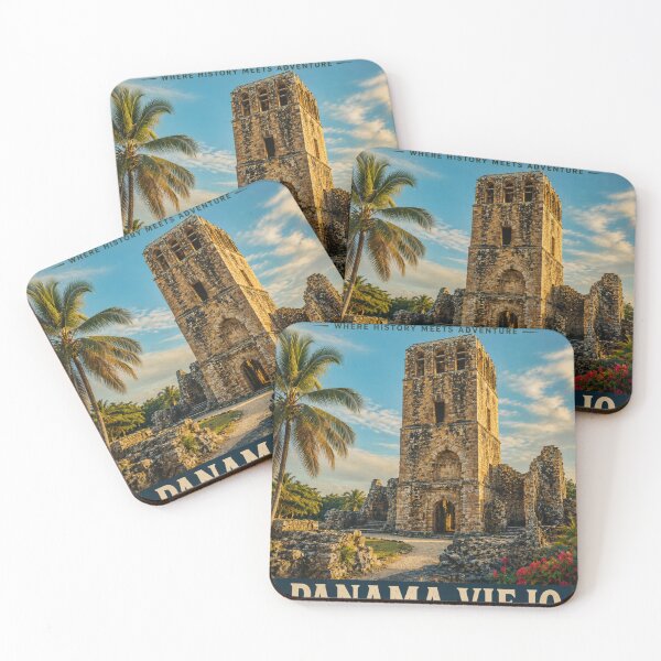 Item preview, Panama Viejo Vintage Travel Poster – Historic Panama City Wall Art designed and sold by ElartedeNoel.