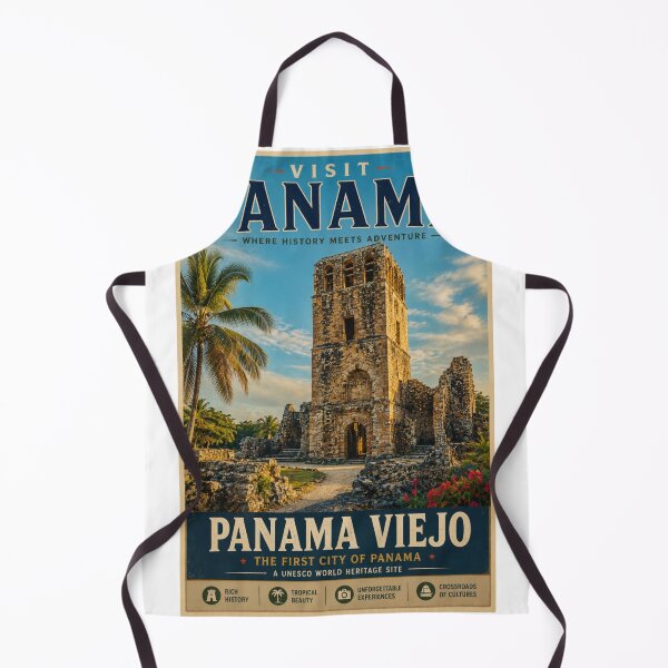 Item preview, Panama Viejo Vintage Travel Poster – Historic Panama City Wall Art designed and sold by ElartedeNoel.