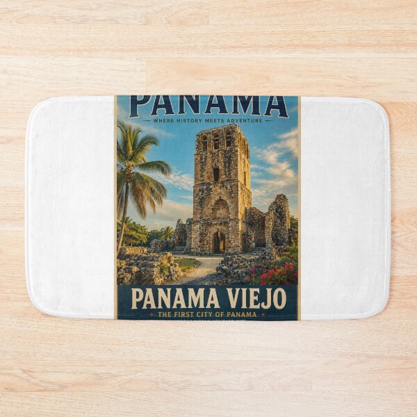 Item preview, Panama Viejo Vintage Travel Poster – Historic Panama City Wall Art designed and sold by ElartedeNoel.
