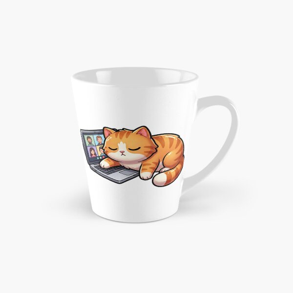 Item preview, Zoned Out Cat Sticker — Retro Office Cat on Video Call, Flat Relatable Design designed and sold by ElhamiStudio.