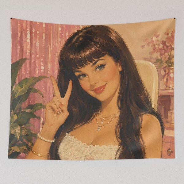 Item preview, Retro Kawaii Pinup – Vintage Soft Girl Glamour Art designed and sold by Cosplayvintage.
