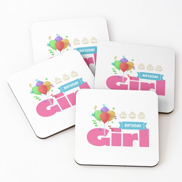 Item preview, Birthday Girl with balloons and cakes designed and sold by ShipDrop.