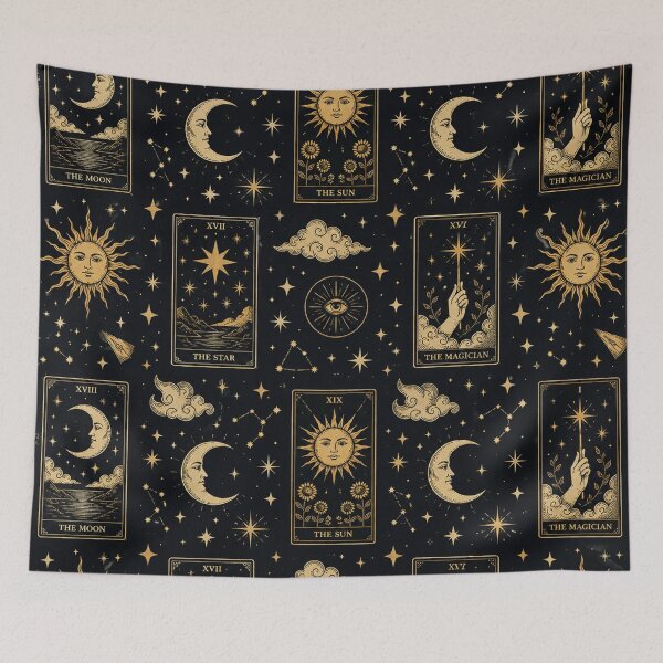 Item preview, Celestial Tarot Card Pattern Mystic Gold and Black designed and sold by Owcomm.