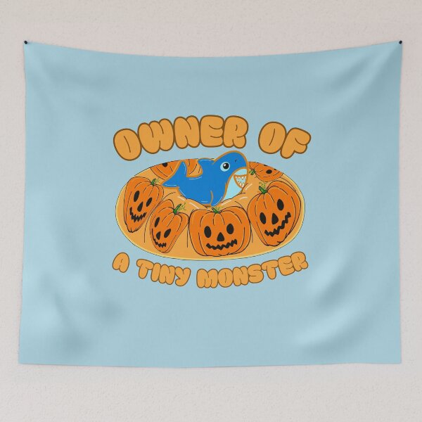 Item preview, Owner of a Tiny Monster – Cute Halloween Shark in Pumpkin Pet Bed designed and sold by BritishDelights.