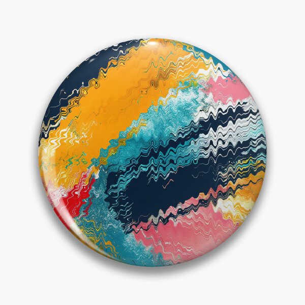 Item preview, Aqua, Yellow, And Pink Wavy Edges Abstract Art  designed and sold by DEC02.