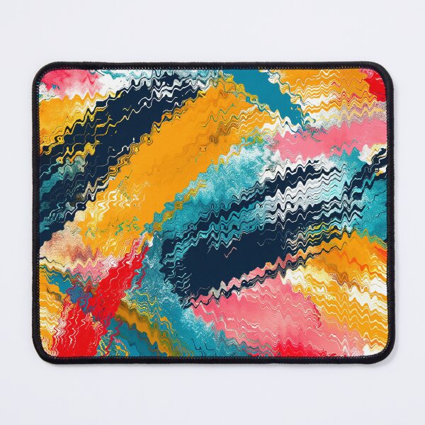 Item preview, Aqua, Yellow, And Pink Wavy Edges Abstract Art  designed and sold by DEC02.