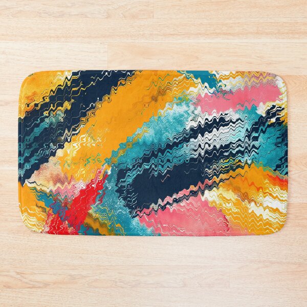 Item preview, Aqua, Yellow, And Pink Wavy Edges Abstract Art  designed and sold by DEC02.