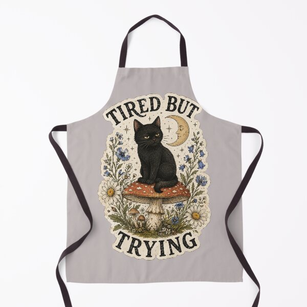 Item preview, Tired But Trying Black Cat Mushroom Cottagecore designed and sold by oldpussboss.