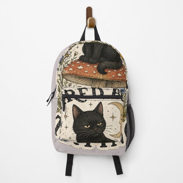 Item preview, Tired But Trying Black Cat Mushroom Cottagecore designed and sold by oldpussboss.