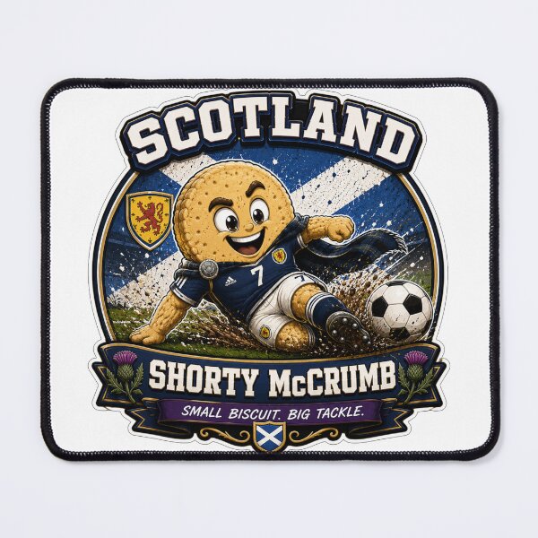 Item preview, Scotland Shortbread Football Mascot Sticker | Shorty McCrumb Soccer Fan Design designed and sold by Snackwave Ninety.