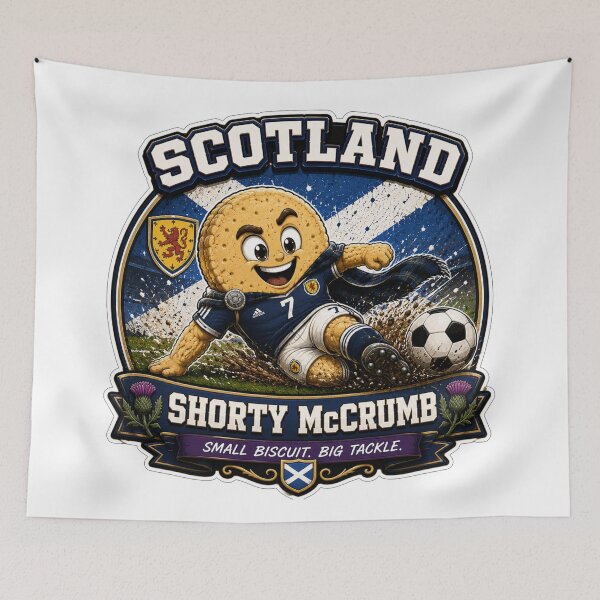 Item preview, Scotland Shortbread Football Mascot Sticker | Shorty McCrumb Soccer Fan Design designed and sold by Snackwave Ninety.