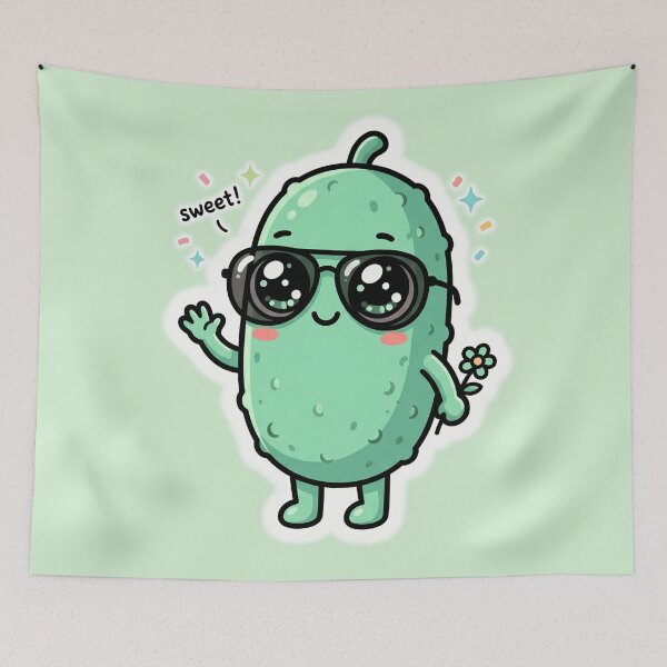 Item preview, Cute Kawaii Pickle With Glasses Funny Pickle Lover Cartoon Food Character Sticker T-Shirt Gift designed and sold by Basma Designs | Funny Shirts, Stickers & Mugs.