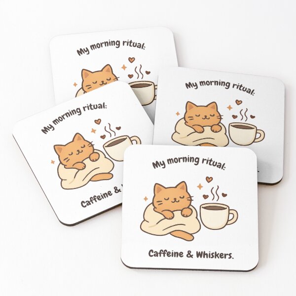 Item preview, Cute Cat Coffee Morning Ritual designed and sold by AustralArt.