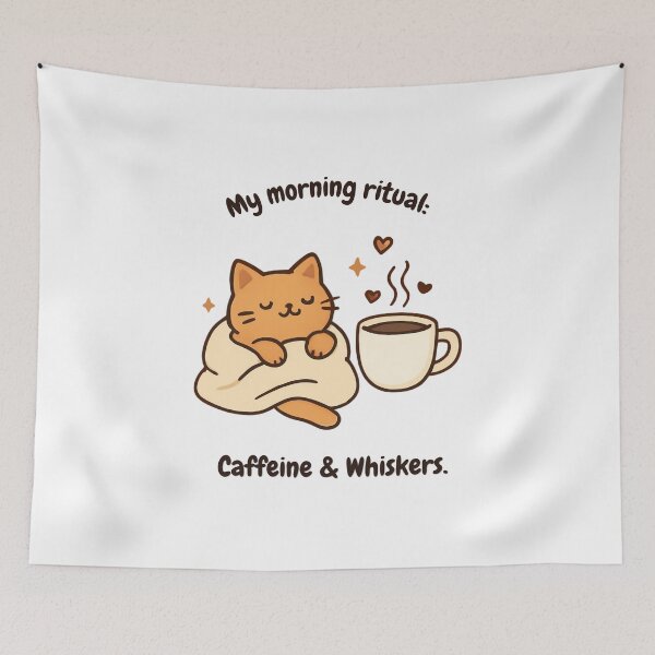 Item preview, Cute Cat Coffee Morning Ritual designed and sold by AustralArt.