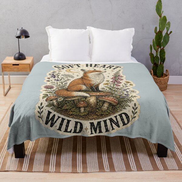 Item preview, Soft Heart Wild Mind Fox Mushroom Cottagecore designed and sold by oldpussboss.