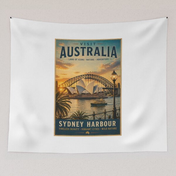 Item preview, Sydney Harbour Vintage Travel Poster – Australia Retro Wall designed and sold by ElartedeNoel.