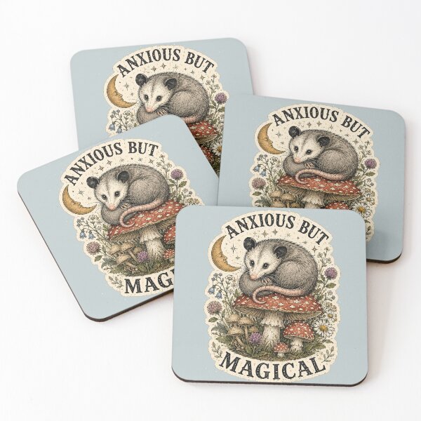 Item preview, Anxious But Magical Opossum Mushroom Cottagecore designed and sold by oldpussboss.