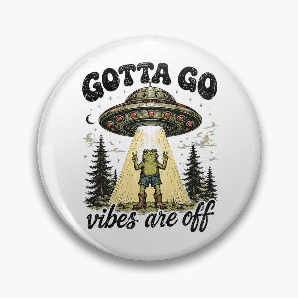 Item preview, Gotta Go Vibes Are Off Funny Alien Frog UFO Retro designed and sold by Ali-printshop.