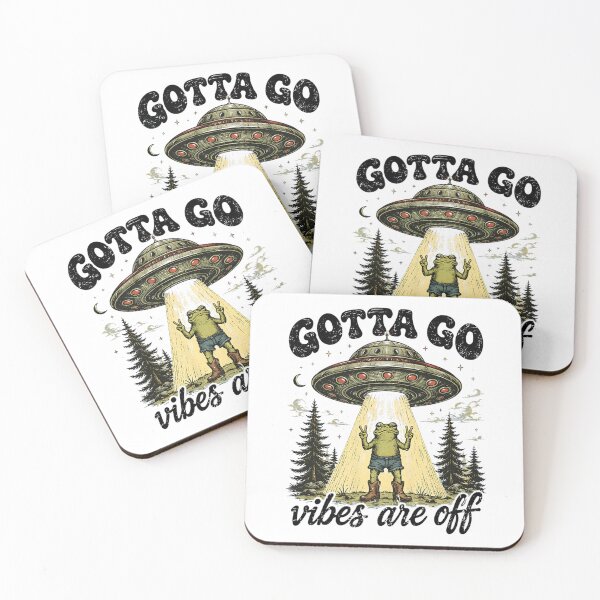 Item preview, Gotta Go Vibes Are Off Funny Alien Frog UFO Retro designed and sold by Ali-printshop.