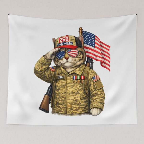 Item preview, 250 Years America Anniversary Flag American Cat designed and sold by OliviaHayesArt.