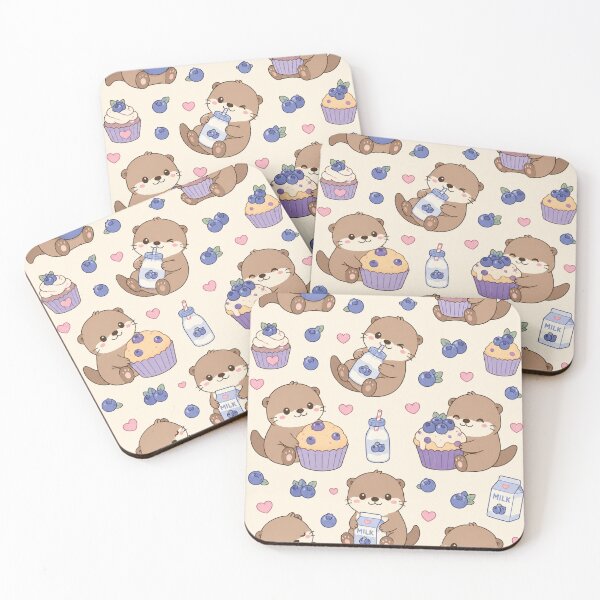 Item preview, Otter Blueberry Dessert Kawaii Pattern designed and sold by Soft Berry Studio.