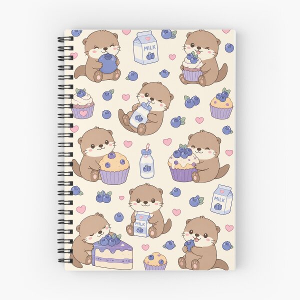 Item preview, Otter Blueberry Dessert Kawaii Pattern designed and sold by Soft Berry Studio.